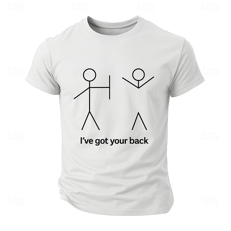 Mens Graphic T-Shirt, Funny 'I've Got Your Back' Pun Stick Figure Design Tee4