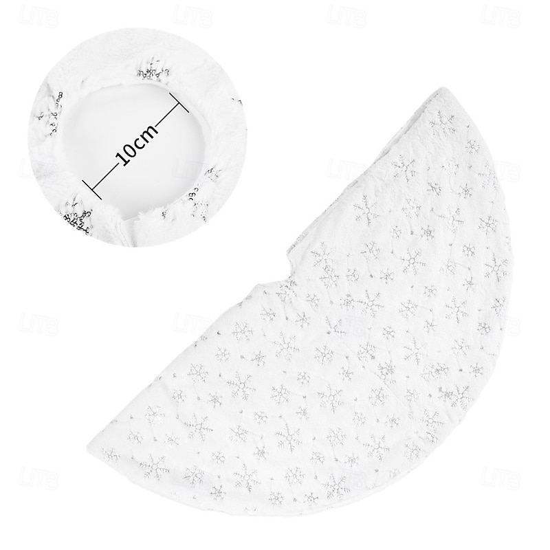 Christmas Tree Skirt White and Silver Sequin Snowflake Design Festive Holiday Tree Base Cover Elegant Christmas Tree Decoration Perfect Seasonal Home Ornament for Celebration2