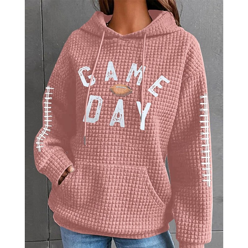 Women's Pullover Hoodie Sweatshirt Graphic Letter Streetwear Casual Long Sleeve Hooded Regular Tops Street Holiday Pocket Black Pink Wine Dark Green Fall Winter3