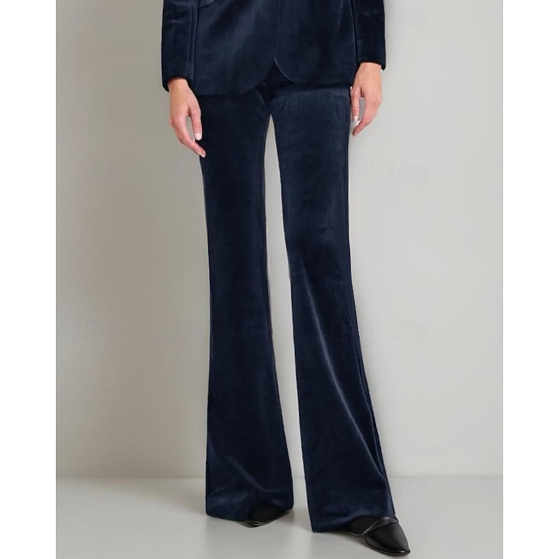 Women's Suit Pant Straight Fit Formal Wedding Guest Formal Evening Velvet Stretch Chiffon Elegant Ankle Length Pant4