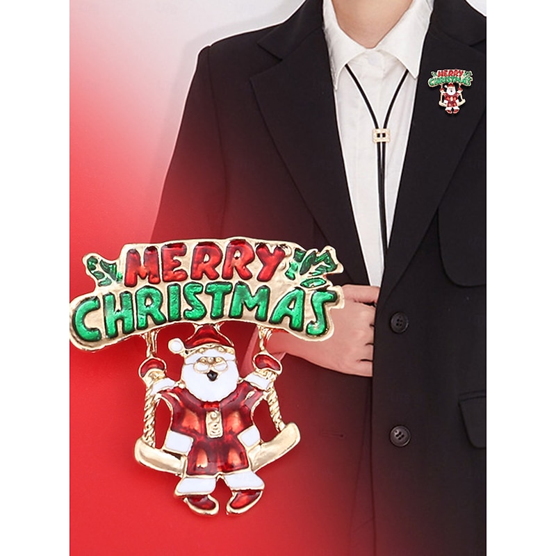 Women's Christmas Rhinestone Brooch Set - Festive Tree, Wreath, Bell and Santa Pins for Holiday Party, Gift and Winter Outfits2