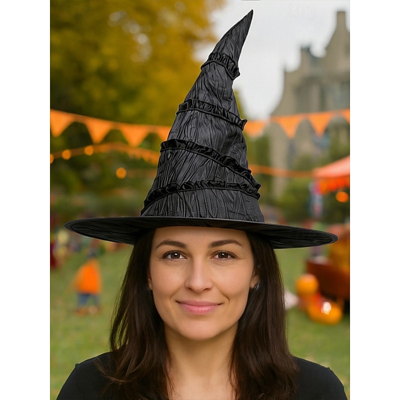 Women's Halloween Witch Hat – Classic Black Pointed Wizard Hat for Costume Party, Cosplay and Festive Dress Up