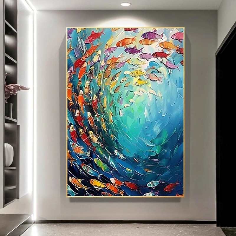 Handmade fish Oil Paintings on Canvas animal oil painting for bedroom wall art Unique Wall Art Decor Affordable Luxury Gallery Quality Artwork2