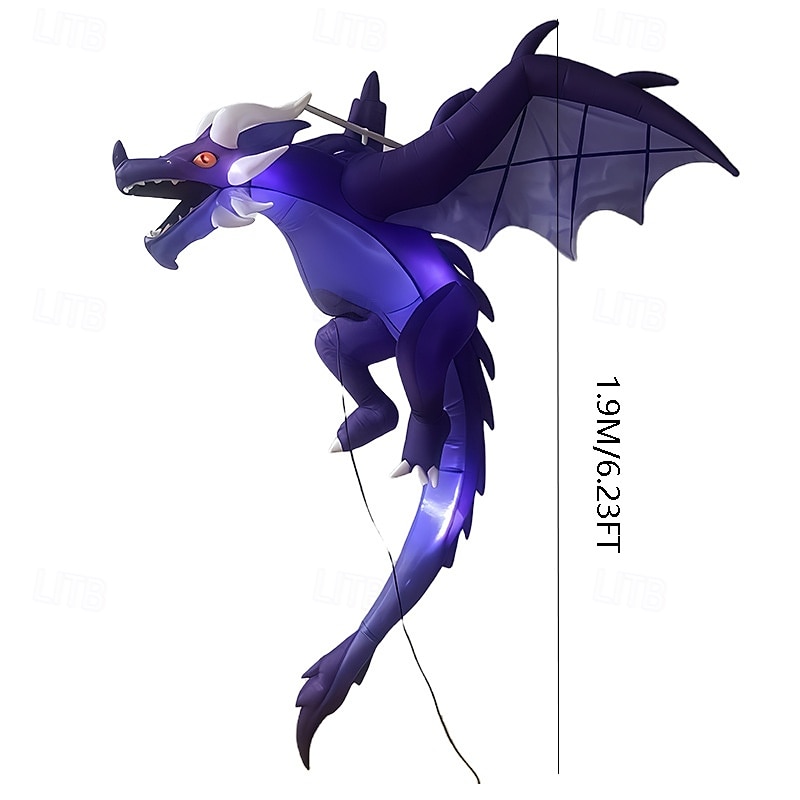 1 Pc 1.9M/6.23FT Halloween LED strip light dinosaur inflatable air model indoor and outdoor courtyard garden lawn party dance party Halloween festive atmosphere decoration light EU/US/UK/AU Plug2