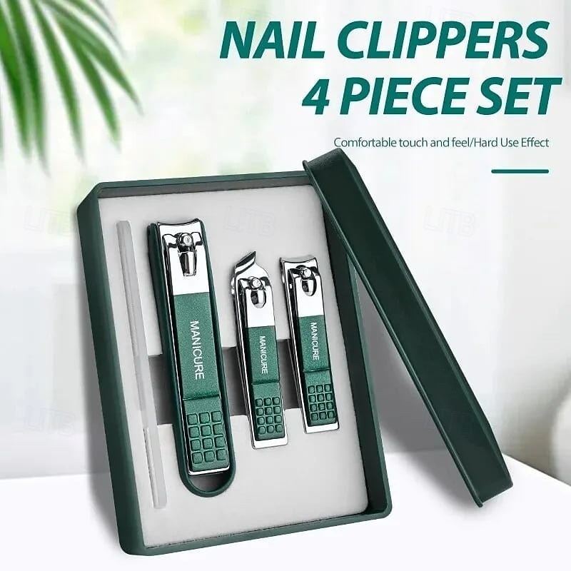 Professional Nail Clipper Set Portable Handheld Manicure Pedicure Kit Four Piece Anti Splash Nail Clippers Complete Grooming Tools for Precise Nail Care