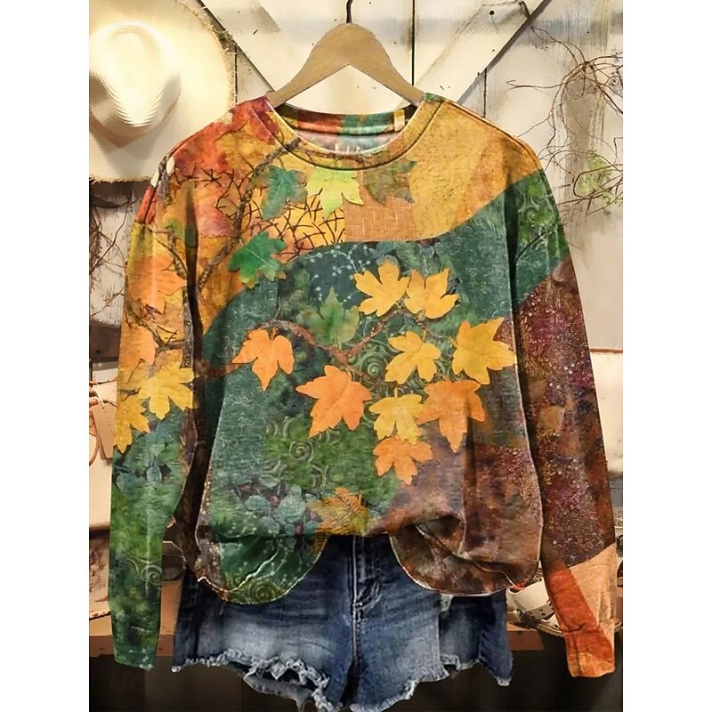 Women's Pullover Sweatshirt Floral Graphic Fashion Casual Long Sleeve Crew Neck Round Neck Regular Tops Street Dailywear Casual Print White Yellow Gray Fall Winter2