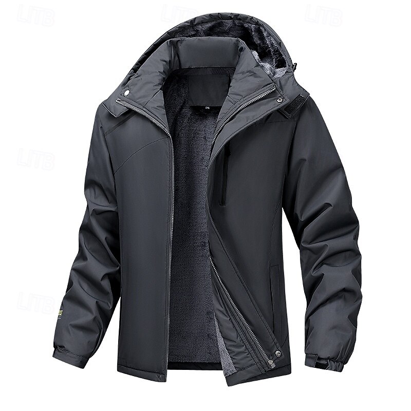 Men's Winter Jacket Fleece Jacket Sport Coat Hiking Jacket Sports Outdoor Casual 3 In 1 Waterproof Pocket Hooded Fall Winter Solid Color Active Sporty Hooded Regular Black White Dark Green Dark Grey