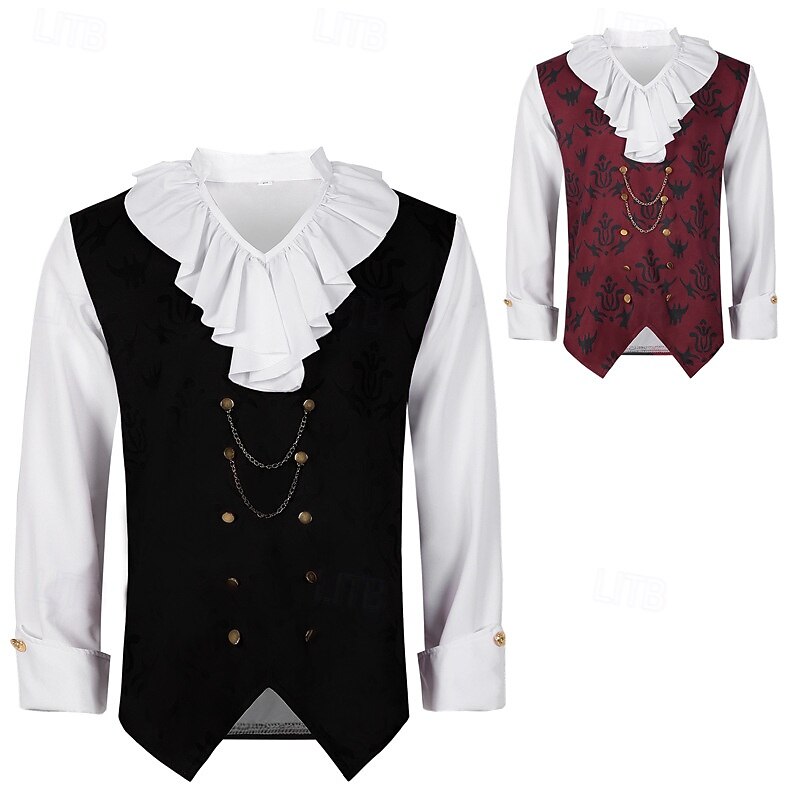 Rococo Victorian Steampunk Party Costume Vest Vampire Nobleman Fancy Dress Men's Royal Halloween Carnival Performance Party LARP Adults Top