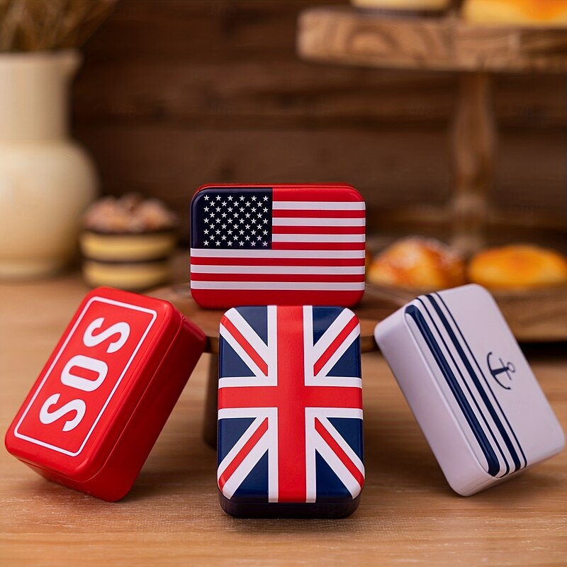 Christmas Cookie Tins with Lids for Gift Giving Xmas Tin Containers Rectangular Metal Candy Box Storage Jar American Flag Design Holiday Treat Container Festive Decoration Accessory4