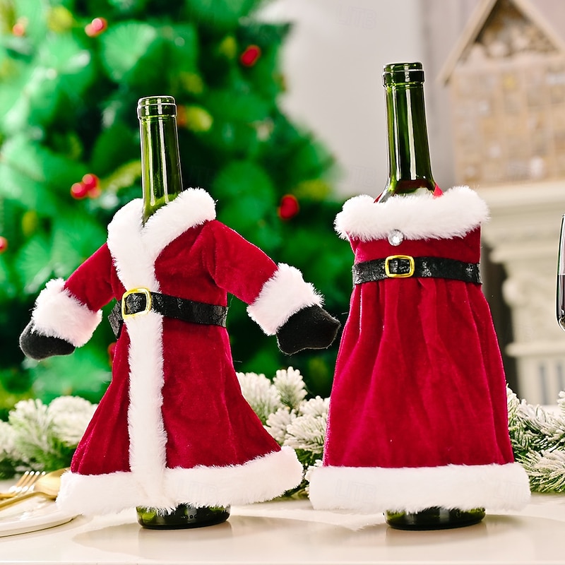 Christmas Decorative Christmas Dress Wine Bottle Cover Creative Holiday Red Wine Sleeve Festive Home Dining Table Decoration Perfect for Seasonal Celebration3