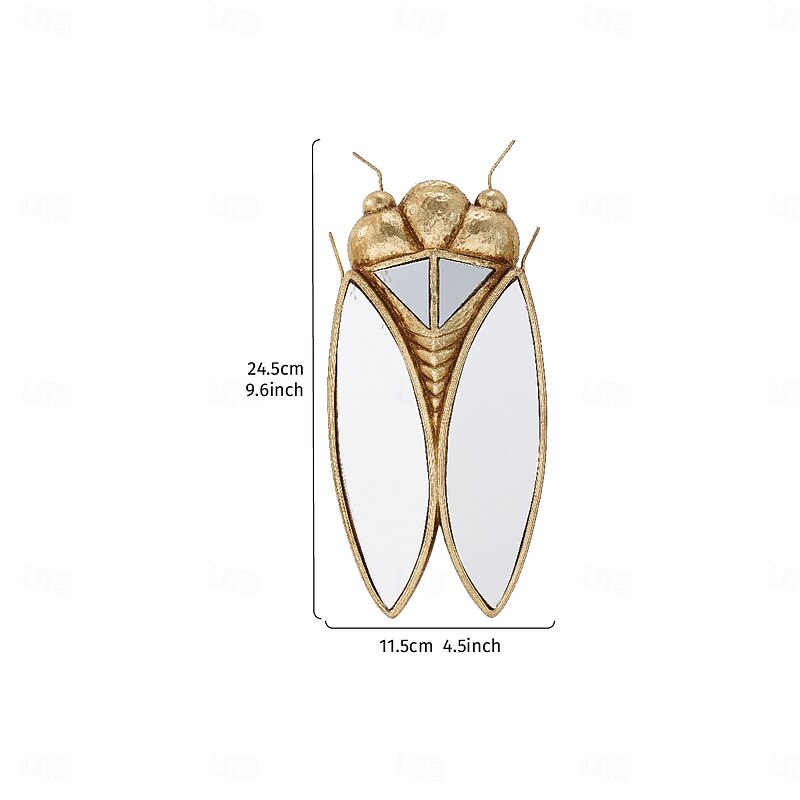 1PC A Golden Resin Mirror Decorative Pendant in The Shape of A Cicada With a Specially Designed Surface Inlaid With A Mirror is Suitable for Wall Decoration in Homes Parties Insect Museums Etc2