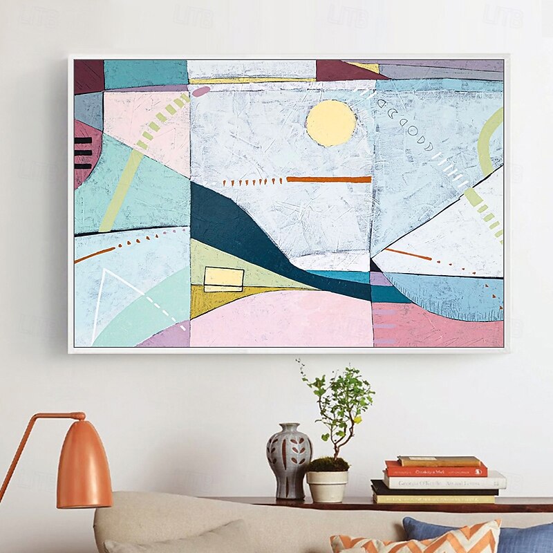 Mintura Handmade Texture Abstract Colorful Oil Paintings On Canvas Wall Art Decoration Modern Picture For Home Decor Rolled Frameless Unstretched Painting