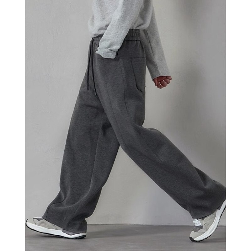 Men's Sweatpants Trousers Straight Leg Sweatpants Drawstring Pocket Elastic Waist Plain Comfort Sports Outdoor Daily Fashion Casual Black Grey Micro-elastic4
