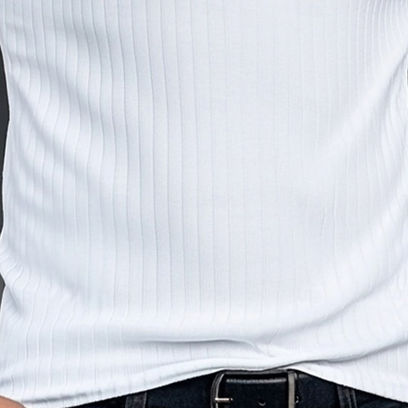 Men's Polo Shirts Rib Knit Top Business Casual Ribbed Polo Collar Long Sleeve Fashion Basic Solid Color Knitting Fall Winter All Seasons Slim Fit White Navy Blue Polo Shirts3