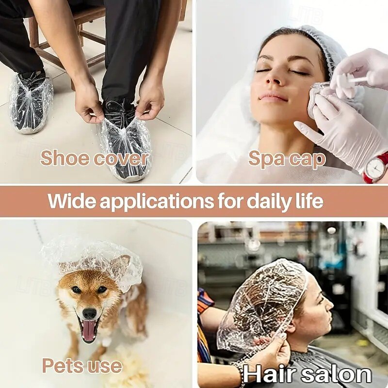 100/500-Pack Disposable Waterproof Shower Caps – Ideal for Women's Deep Conditioning & Hair Care3