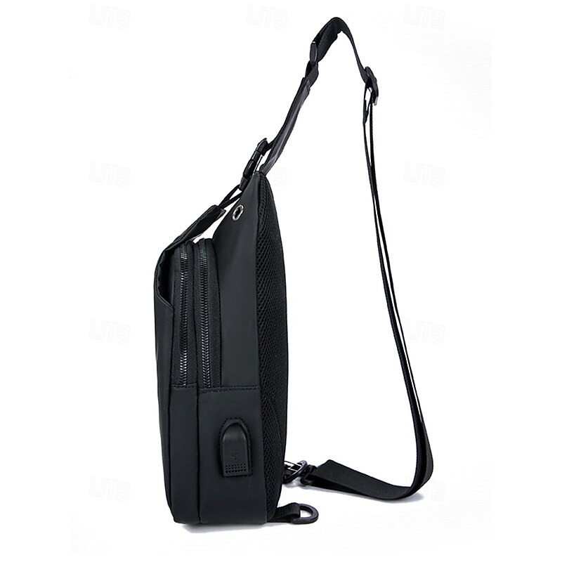 Men's Waterproof Anti-Scratch Sling Bag with USB Charging Port – Casual Crossbody Travel Chest Pack for Outdoor, Commuting and Daily Use4