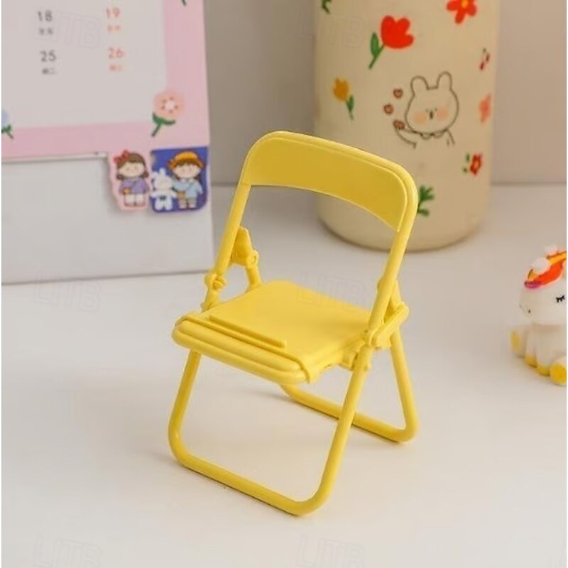 2/4/6pcs Cute Chair Phone Holder Stand, Portable Foldable Desktop Phone and Tablet Stand, Macaron Colorful Creative Lazy Holder, Random Colors3