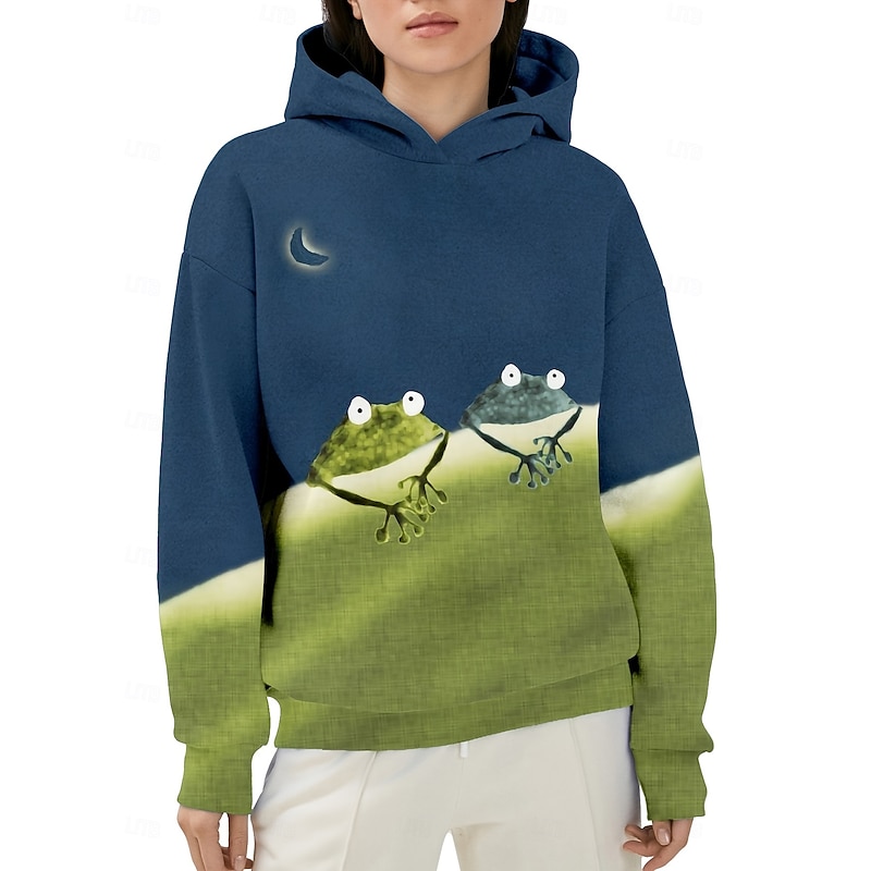 Women's Pullover Hoodie Sweatshirt Graphic Animal Casual Long Sleeve Hooded Regular Tops Party Evening Wear Street Dailywear Blue Spring Fall Winter3