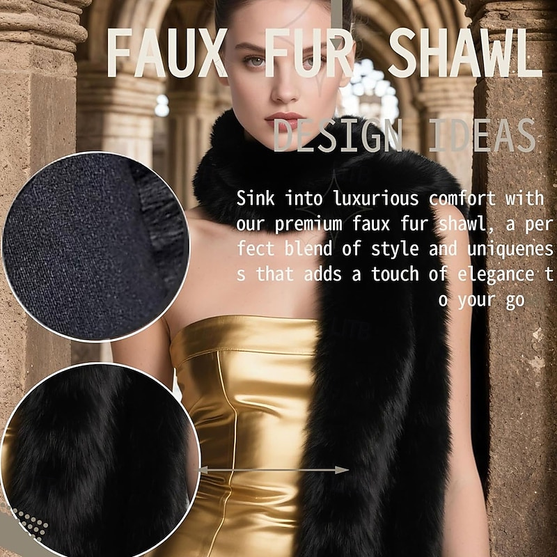 Long Women's Faux Fur Collar Scarf Wrap Cold Winter Warm Wrap Stole Shawl Shrug Neck Warmer4