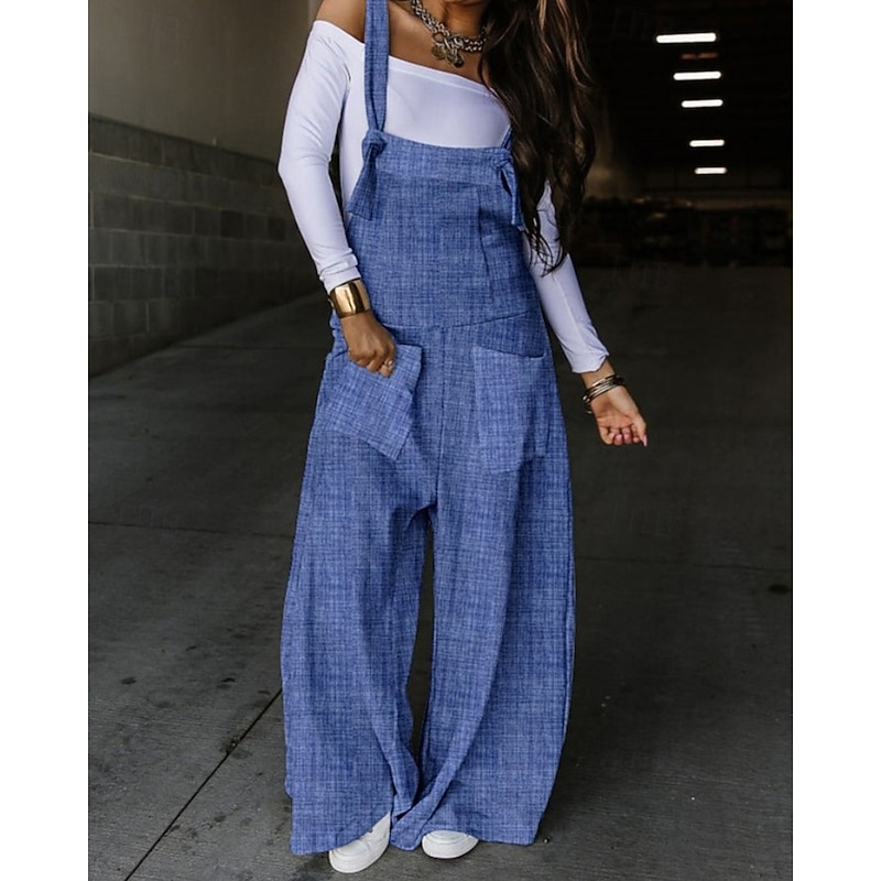 Women's Normal Overall Streetwear Leopard Sleeveless U Neck Pocket Print Street Going out Regular Fit White Pink Blue Fall2