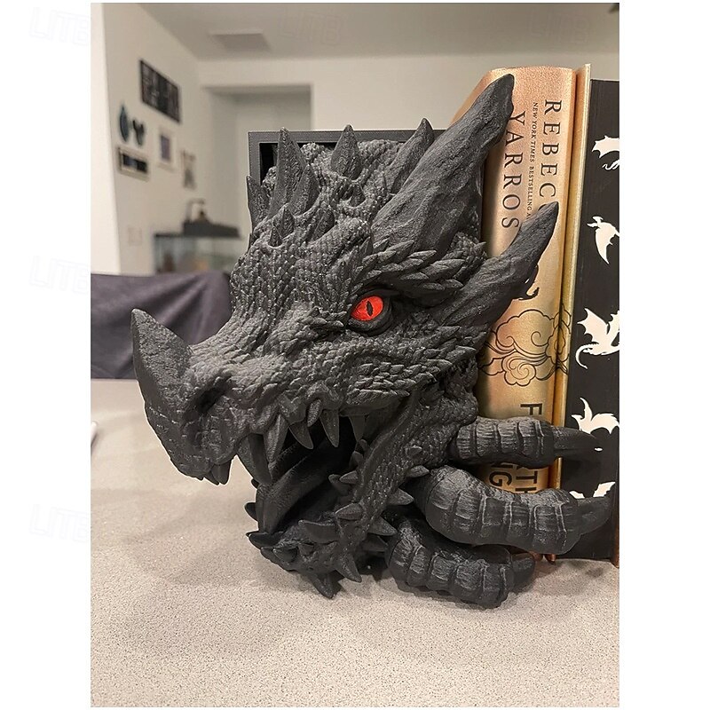 Bookshelf Dragon Decor, Fantasy Decoration, Home Ornament Display Piece, Bookshelf Stand with Dragon Design, Non-Electric4