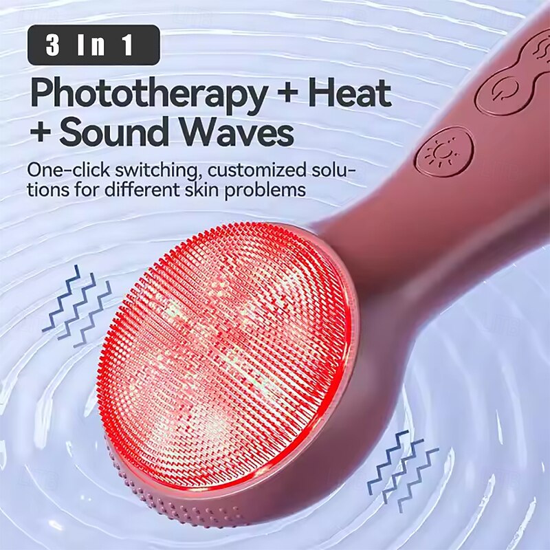 3-in-1 Silicone Facial Cleansing Brush Phototherapy  Heat Therapy  Sonic Vibrating Deep Pore Cleansing4