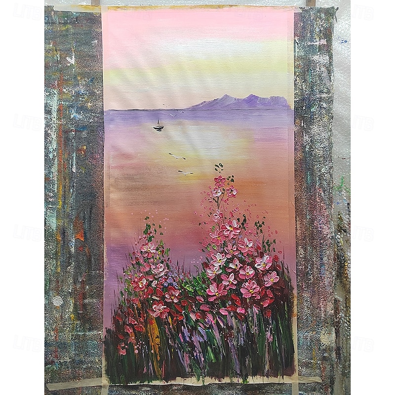 Mintura Handmade Textured Flower Landscape Oil Paintings On Canvas Wall Art Decoration Modern Abstract Picture For Home Decor Rolled Frameless Unstretched Painting4