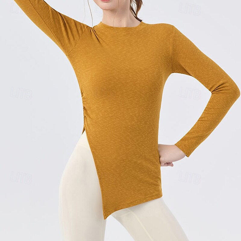 Women's Activewear Crew Neck Breathable Long Sleeve Sports Solid Color Top For Gym Athletic Sports Slim Activewear3