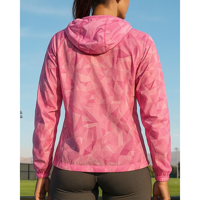 Women's Outdoor Jacket Hooded Sweatshirt with Pockets Long Sleeve Top Athleisure Fall Graphic Sun Protection Lightweight Outdoor Travel Sportswear Activewear Pink Orange Green2