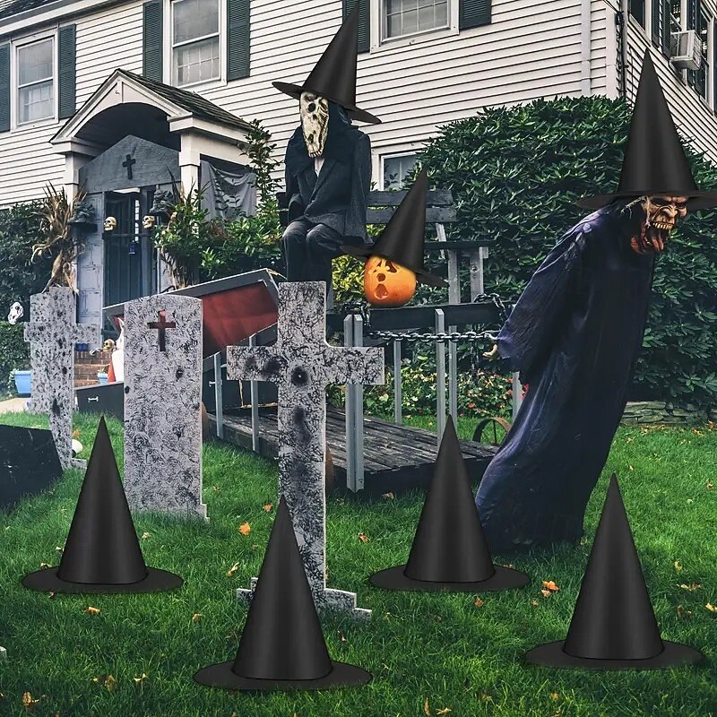 12PCS Halloween Black Witch Hat Decorations, Halloween Costume Accessories, Fantasy Party Hats for Halloween Parties and Festive Decor2