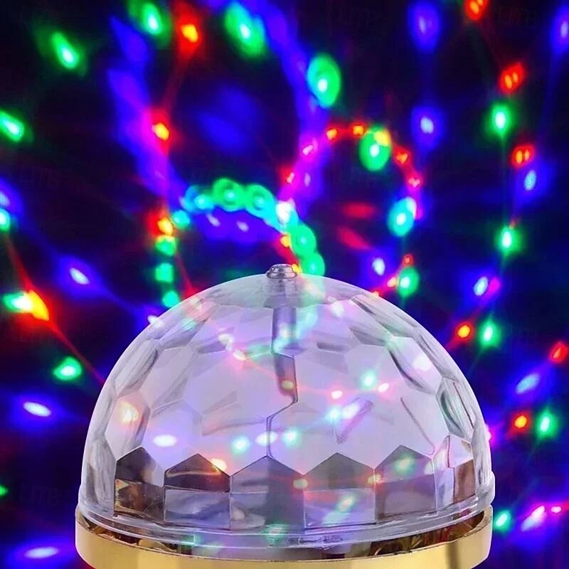 E27 Colorful Rotating Ball Light Automatic Rotating Ball Bulb With Socket Ball RGB LED 6 Beads Stage Light For Family Room Party4