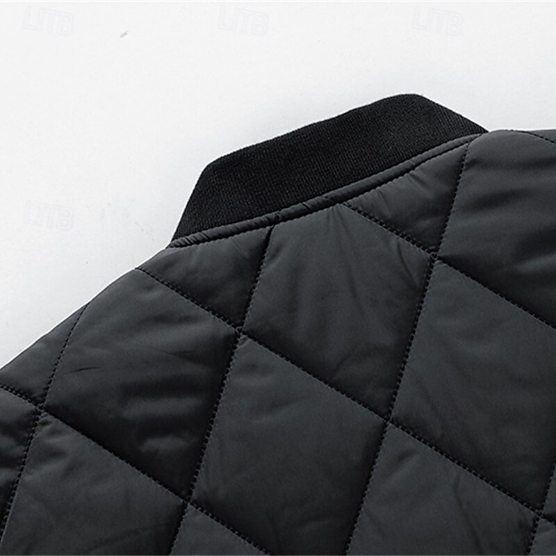 Men's Winter Coat Quilted Jacket Parka Pocket Polyster Vacation Daily Wear Date Regular Fashion Casual Comfortable Thermal Warm Winter Solid / Plain Color Black Green Dark Blue Gray Puffer Jacket4