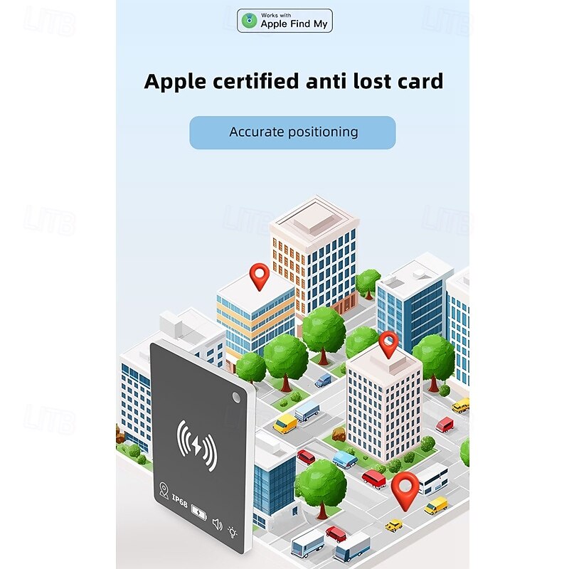 Bluetooth(iOS Only)  Tracke IP68 Waterproof Rechargeable Smart Tag Key Finder Locator with Sound Item Tracker Card for Key Wallet Luggage Backpack Suitcases Passport2