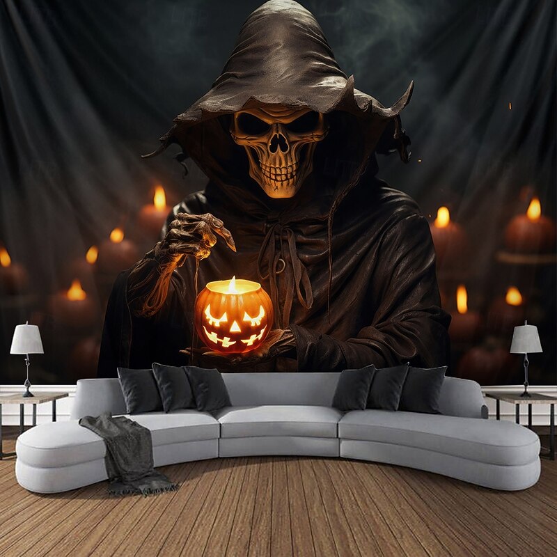 Halloween Tapestry Banners Blanket Skeleton Grim Reaper Pumpkin Dark Punk Gothic Style Party Dorm Shooting Backgrounds Home Decor