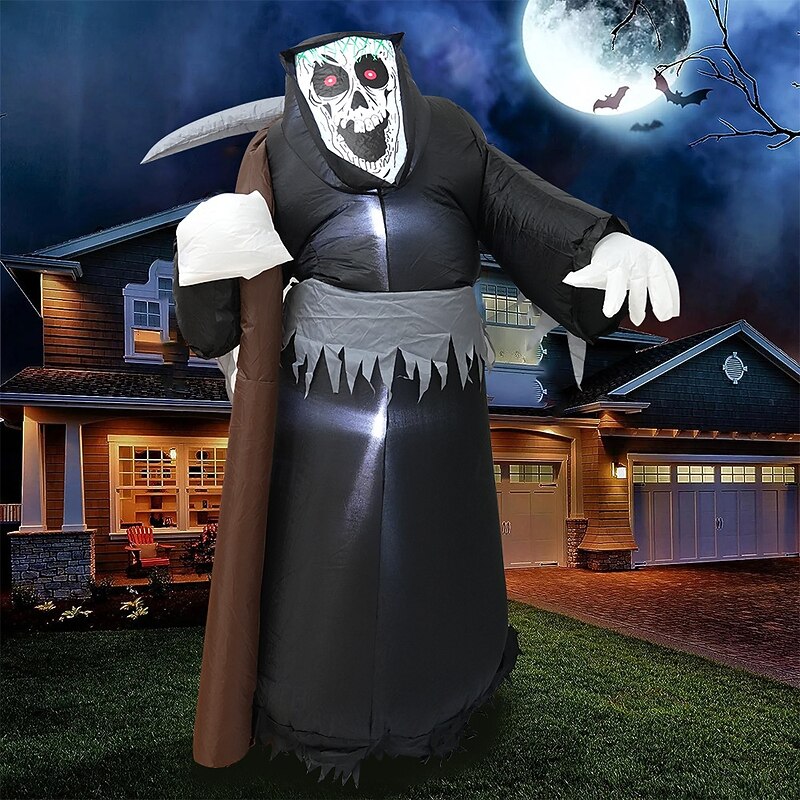 1 Pc 1.62CM Halloween Sickle Reaper LED Inflatable Air Model Indoor and Outdoor Courtyard Lawn Party Halloween Festival Atmosphere Decorative Light US/EU/UK/AU Plug4