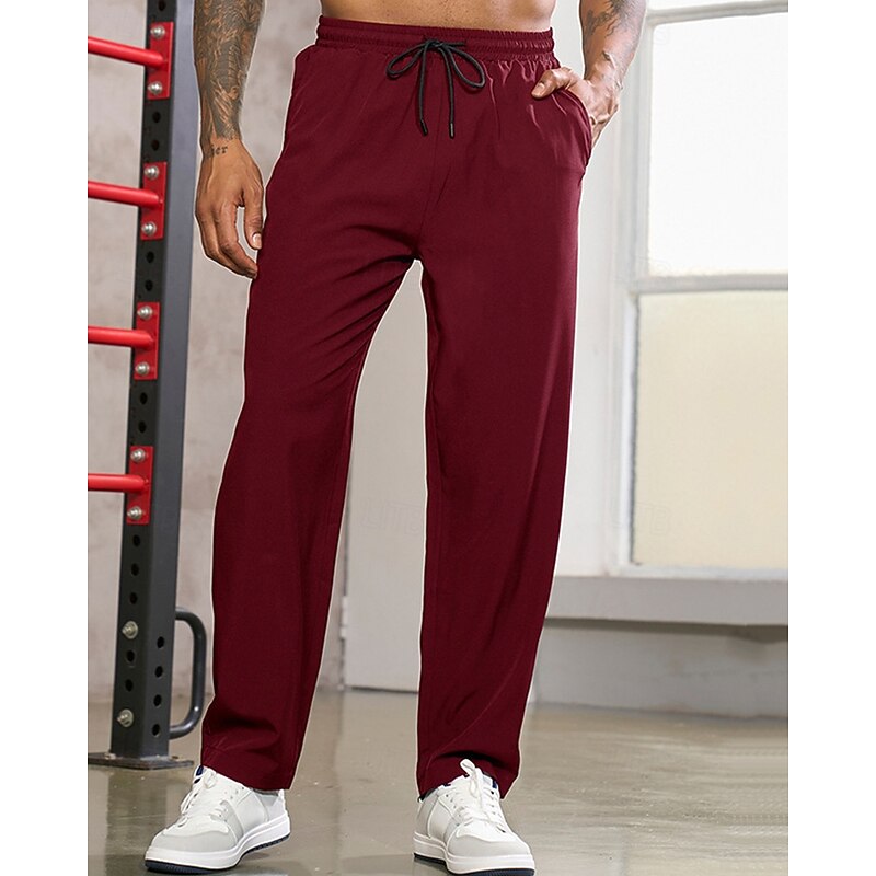 Men's Athletic Pants Trousers Casual Pants Running Pants Drawstring Pocket Elastic Waist Plain Comfort Sports Outdoor Daily Fashion Casual Black Wine Micro-elastic2