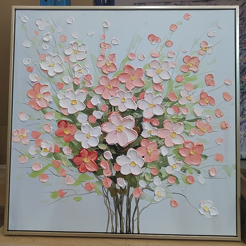 Mintura Handmade Textured Flowers Oil Paintings On Canvas Wall Art Decoration Modern Abstract Picture For Home Decor Rolled Frameless Unstretched Painting4