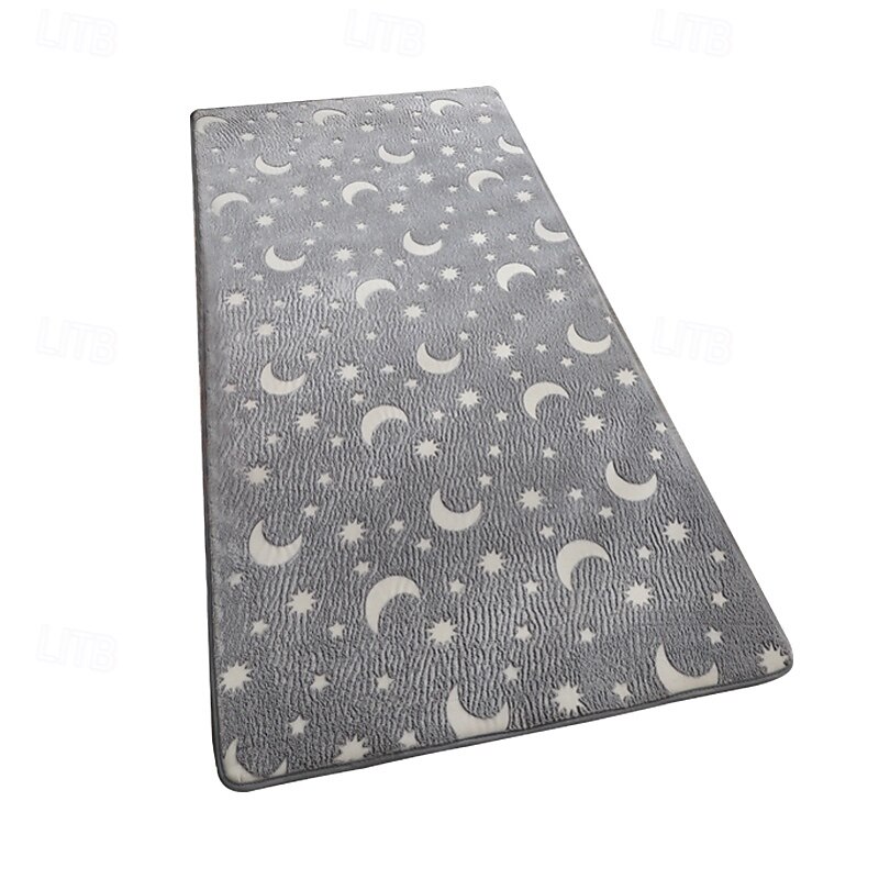 Glow in The Dark Rug, Soft Non-Slip Area Rug with Moon and Stars, Light Absorbing Carpet Glows at Night, Indoor Floor Mat for Bedroom, Hallway, Bathroom4