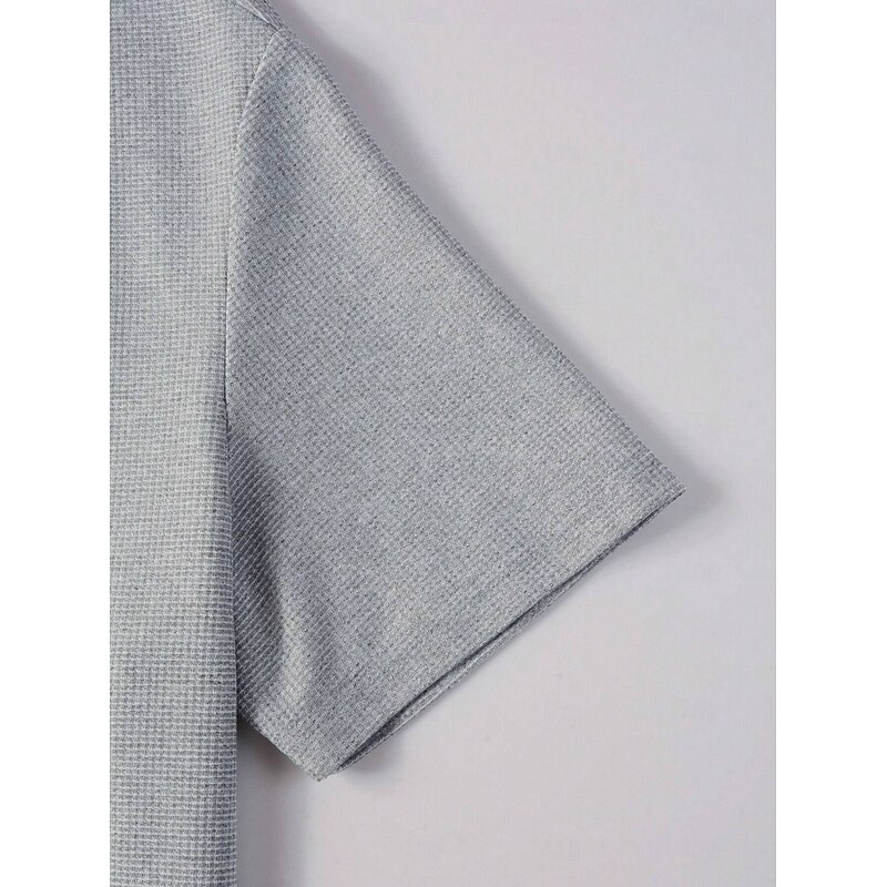 Men's Waffle Tee T Shirt Hoodie Tee Top Short Sleeve Short Sleeves V Neck Summer All Seasons Solid Color Textured Fashion Designer Sporty Basic Street Casual Going out Black Green Orange Top Tee for3