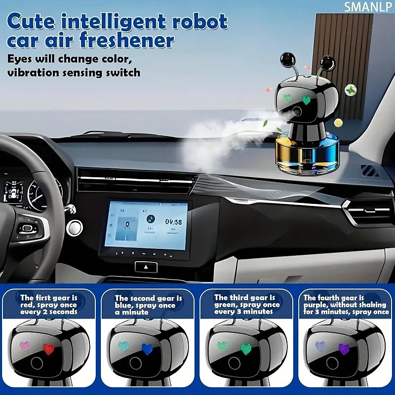 Robot Intelligent Car Air Freshener USB Charging Design Four Fragrance Intensity Settings Ideal Car Accessory and Perfect Gift2