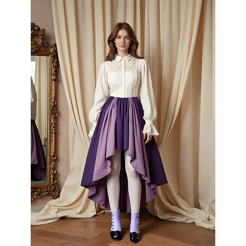 Women's Two-Tone Button Ankle Boots in Lavender and Black - 1920s Edwardian Vintage Style Faux Leather Shoes for Cosplay, Steampunk and Historical Costumes4