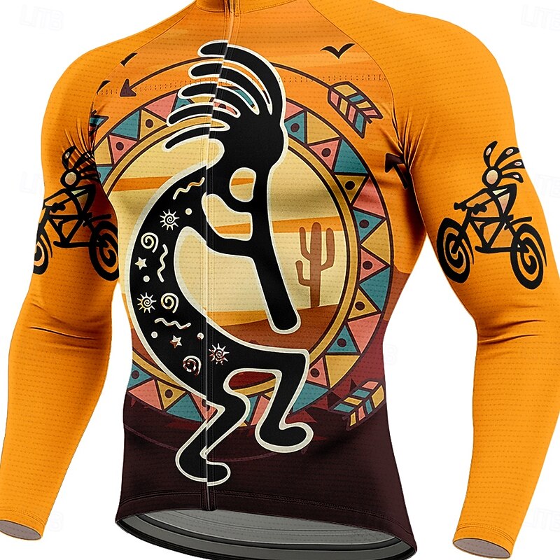 Men's Cycling Jersey with Tights Long Sleeve Orange Bike Thermal Warm 3D Pad Quick Dry Anatomic Design Ultraviolet Resistant Sports Graphic Patterned Clothing Apparel3