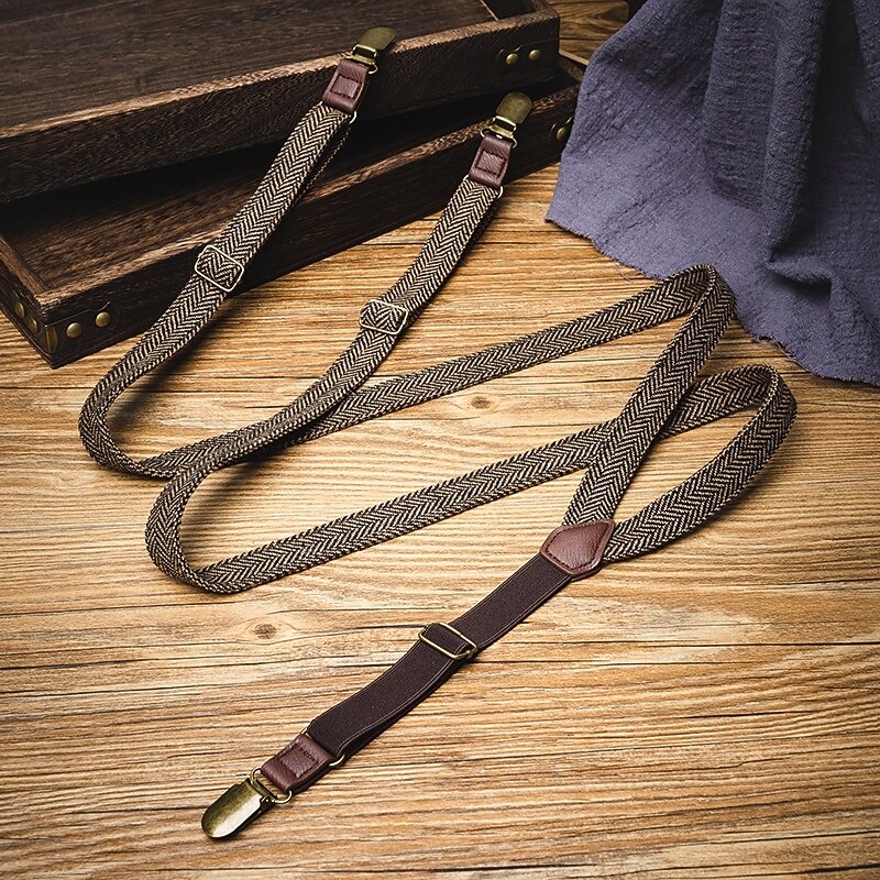 Men's Suspenders Waist Belt Brown Polyester Alloy Adjustable Plain Plaid / Striped / Chevron / Round Daily Formal Evening2