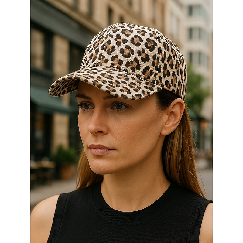 Women's Leopard Print Baseball Cap – Adjustable Curved-Brim Dad Hat with Buckle Strap, Lightweight Sun Protection for Casual Outfits, Travel, Running & Outdoor Activities2