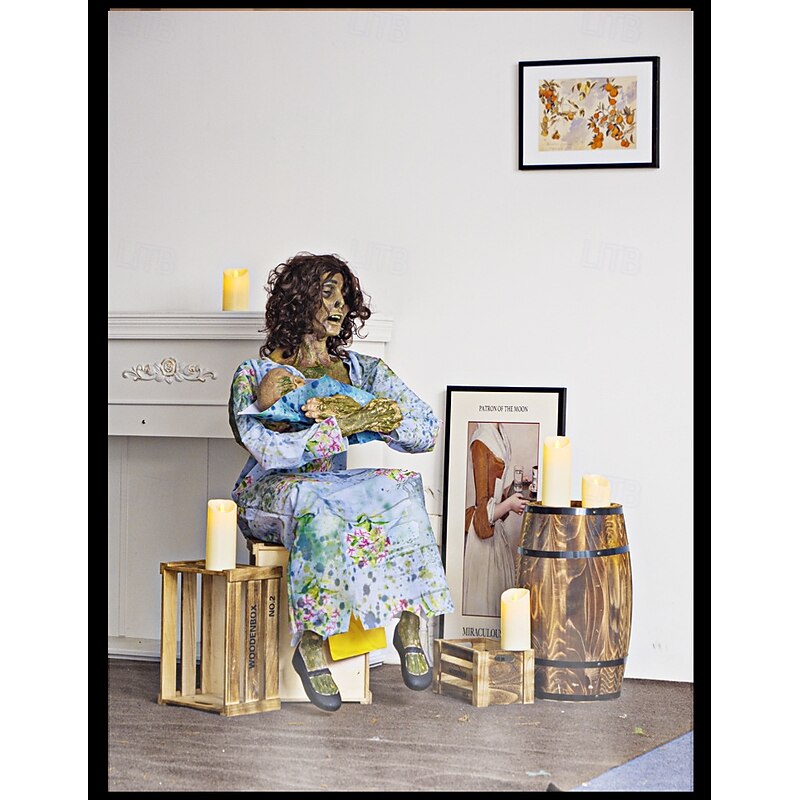 Halloween Horror Decorations Haunted House Escape Room Large Electric Sensory Mechanical Ornaments Baby Rocking Chair4