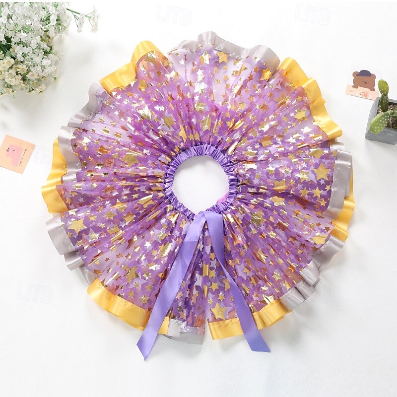 Kids Girls' Skirt Color Block Cute Patchwork Outdoor 4-12 Years Winter Yellow Pink Blue4