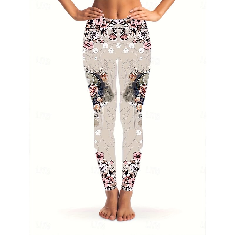 Women's Leggings Fashion Casual Full Length High WaistPantsHalloween Graphic Skull Halloween Printing Thermal Warm Soft Breathable Stretchy Street Daily Khaki Spring Fall Skinny2