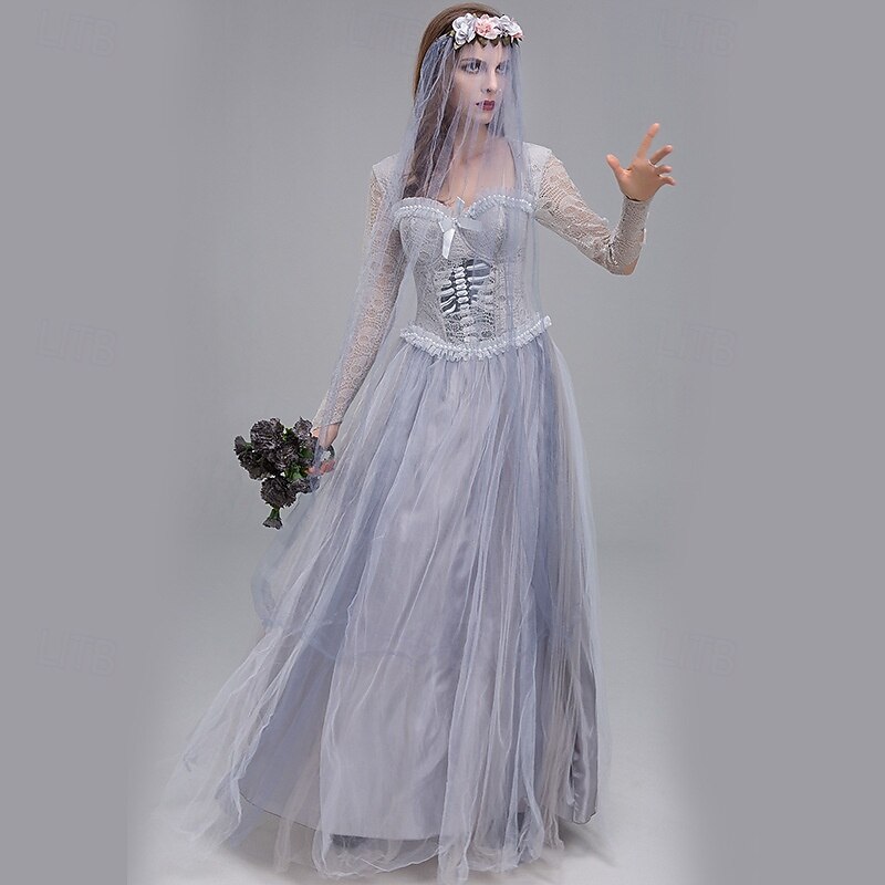 Ghost Bride Halloween Cosplay Costume Party Costume Masquerade Walpurgis Night Outfits Cosplay Adults' Women's Masquerade Mardi Gras Performance Party Halloween Easy Halloween Costumes Dress Up3
