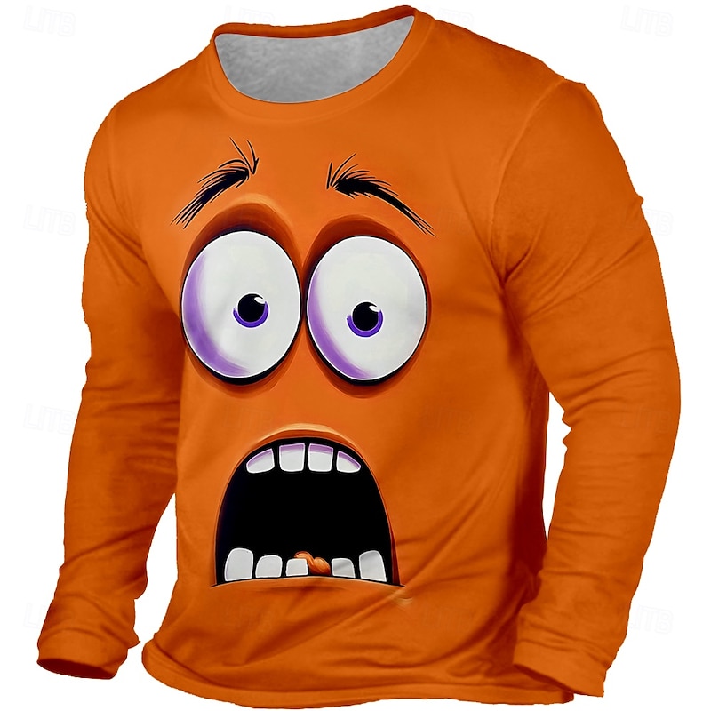 Men's Lion T Shirt Long Sleeve T shirt 3D Print Crew Neck Shirt Fashion Exaggerated Street Daily Yellow Red Blue All Seasons Clothing Apparel S M L XL XXL XXXL - Main Image