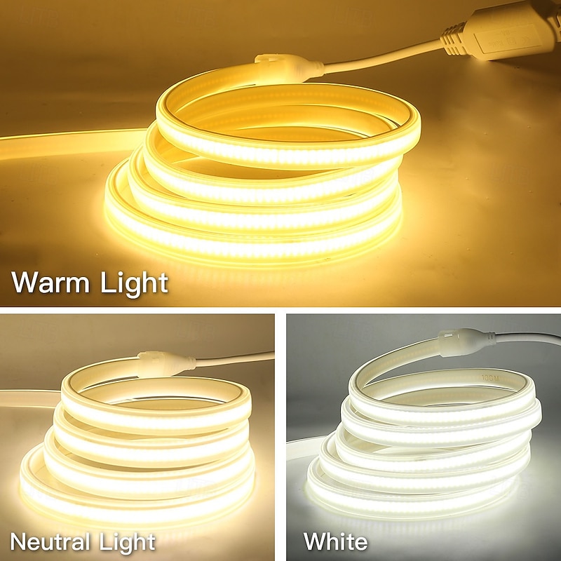 1m 2m 5m 220V COB LED Strip Light 288Leds/m Waterproof Flex Lamp 3000K 4000K 6000K High Quality Indoor Outdoor Decor2